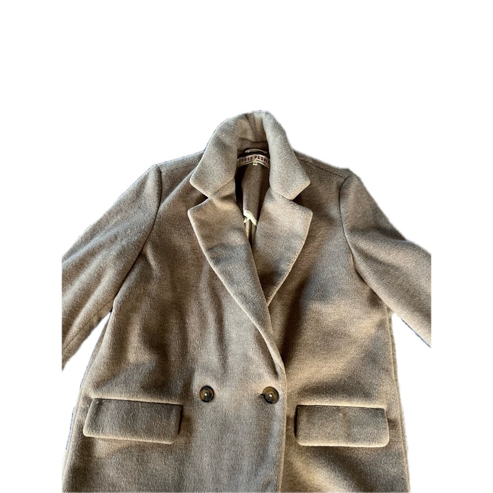 Free People Oversized Double Breasted Wool Blend Blazer Coat Tan Size S - Picture 3 of 9